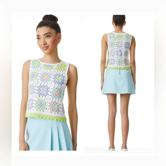 Alice + Olivia Reva Medallion Crocheted Top Size Small - Picture 2 of 11